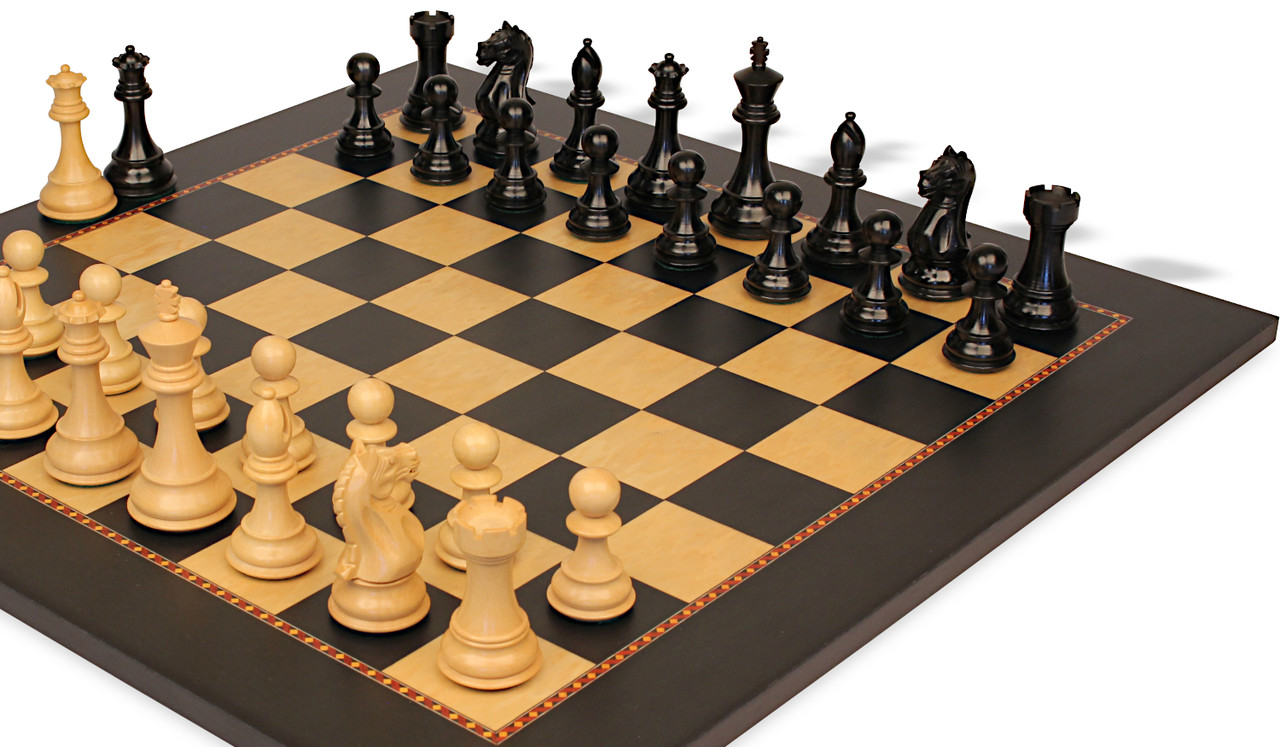 French Knight Black Mahogany Chess Set [RCPB101] - $240.00 - Regency Chess  - Finest Quality Chess Sets, Boards & Pieces