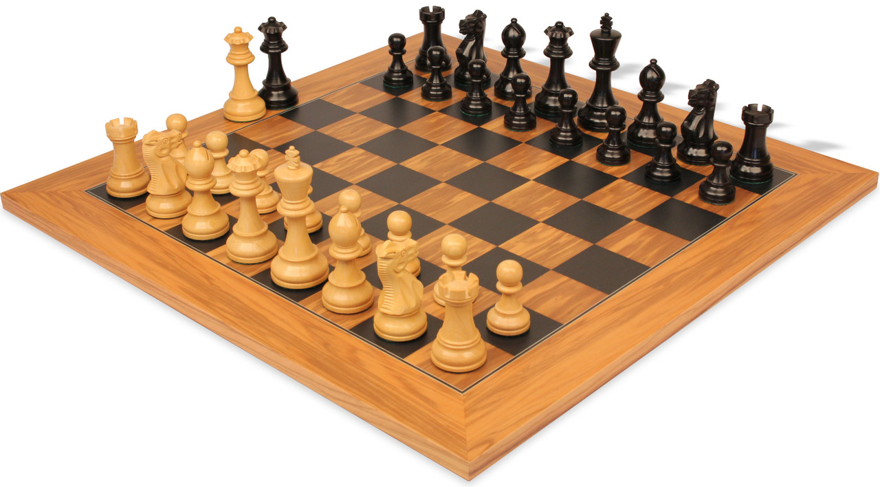 Parker Staunton Chess Set in Burnt Boxwood & Boxwood - 3.75 King