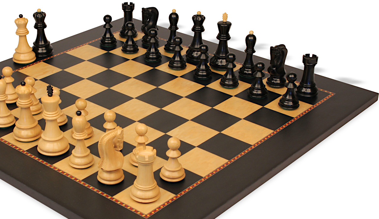 Zagreb Series Chess Set - Ebony & Boxwood Pieces - Queen's Gambit