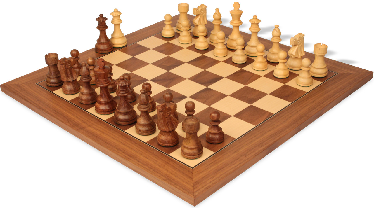 French Staunton Acacia/Boxwood 3 chess pieces - online chess shop