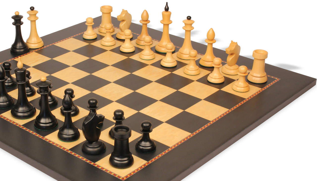 The Queen's Gambit Final Game Chess Set Ebonized & Boxwood Pieces