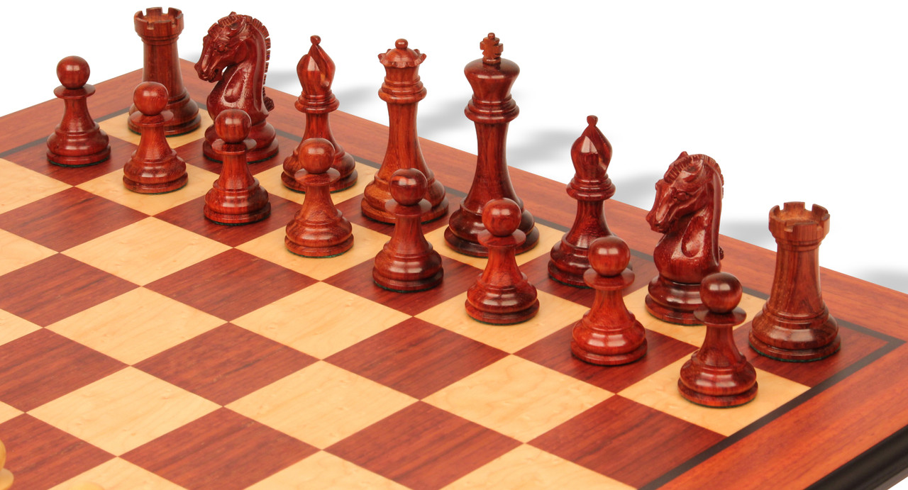 The Craftsman Series Chess Set Padauk & Boxwood Pieces with Padauk & Bird's  Eye Maple Molded Edge Board - 3.75