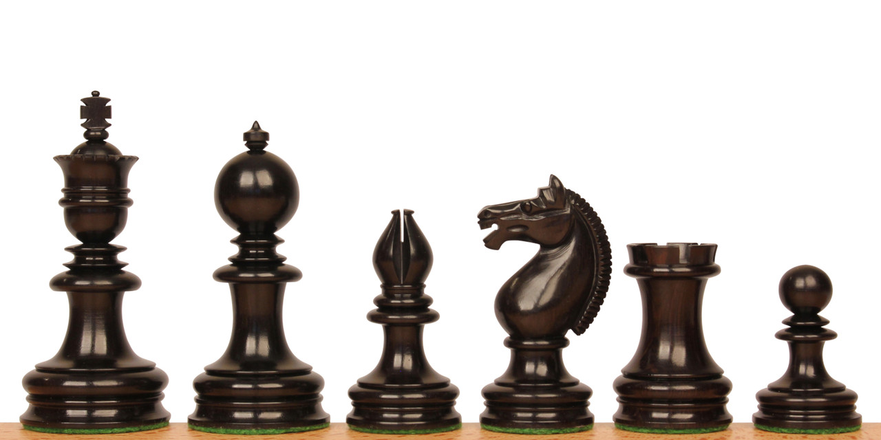 千曲屋4着セット　ウエスト76 Fierce Knight Staunton Chess Set Ebony & Boxwood Pieces with
