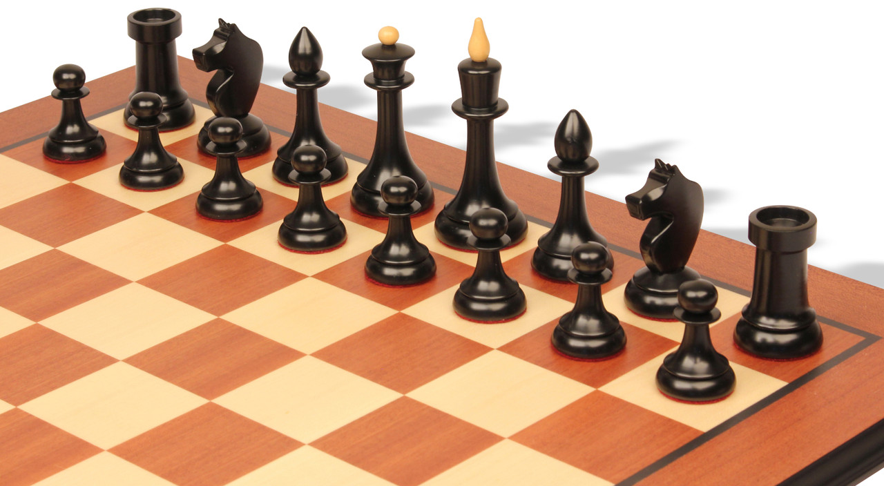 The Queen's Gambit Final Game Chess Set Ebonized & Boxwood Pieces with  Queen's Gambit Board - 4 King