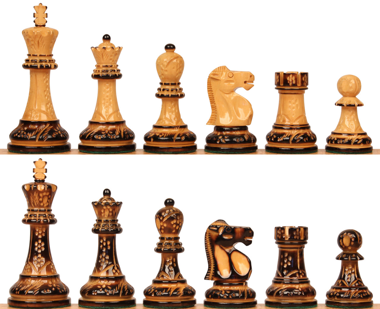 Reykjavik Series Chess Set with Burnt Boxwood Pieces- 3.75