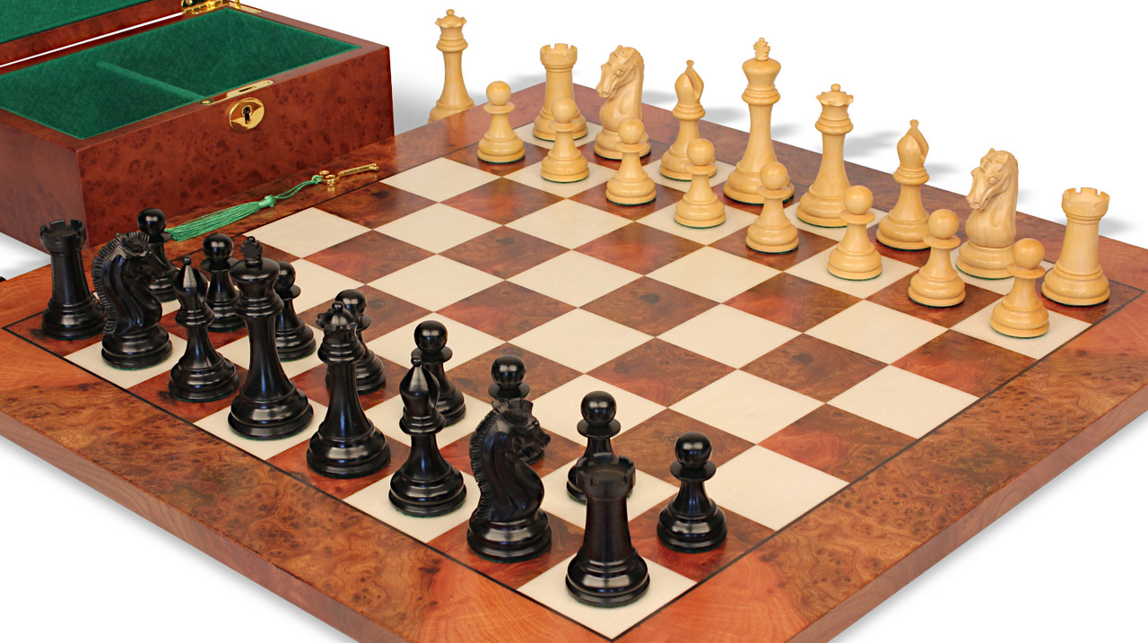 The Craftsman Series Chess Set Ebony & Boxwood Pieces with Elm