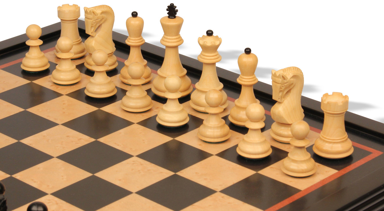 The Bridle Study Analysis Chess Pieces in Ebonized and Boxwood -   Denmark