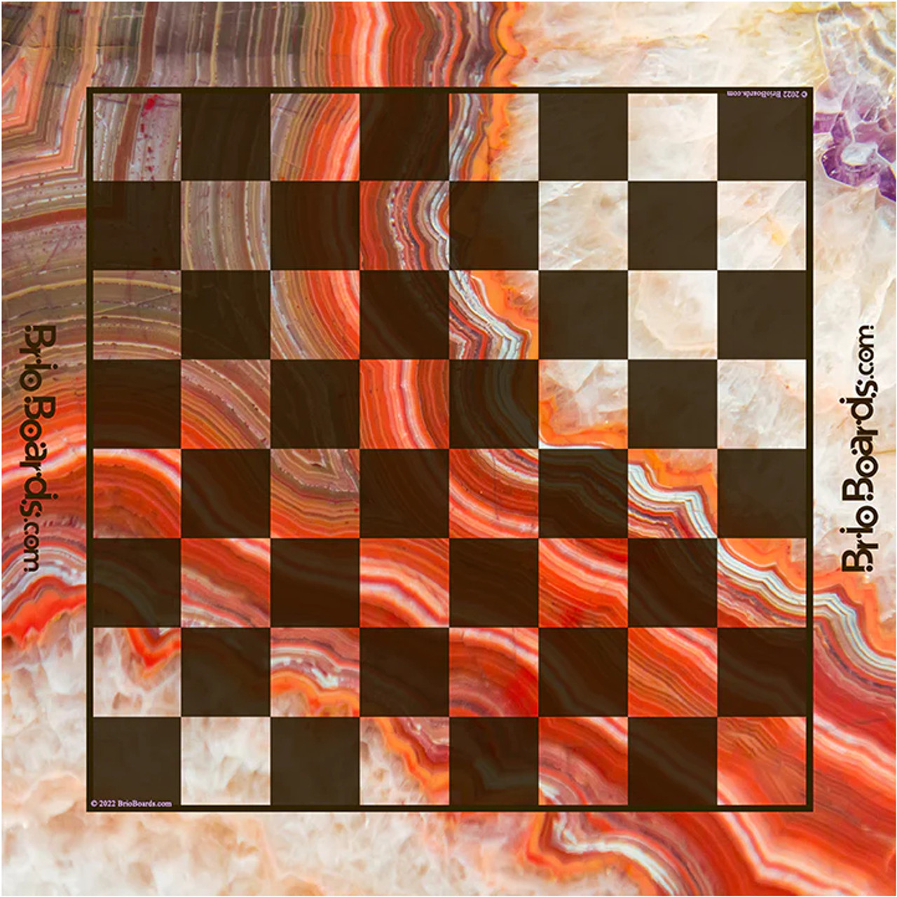 Red Agate Vinyl Printed Chess Board - 2 Squares