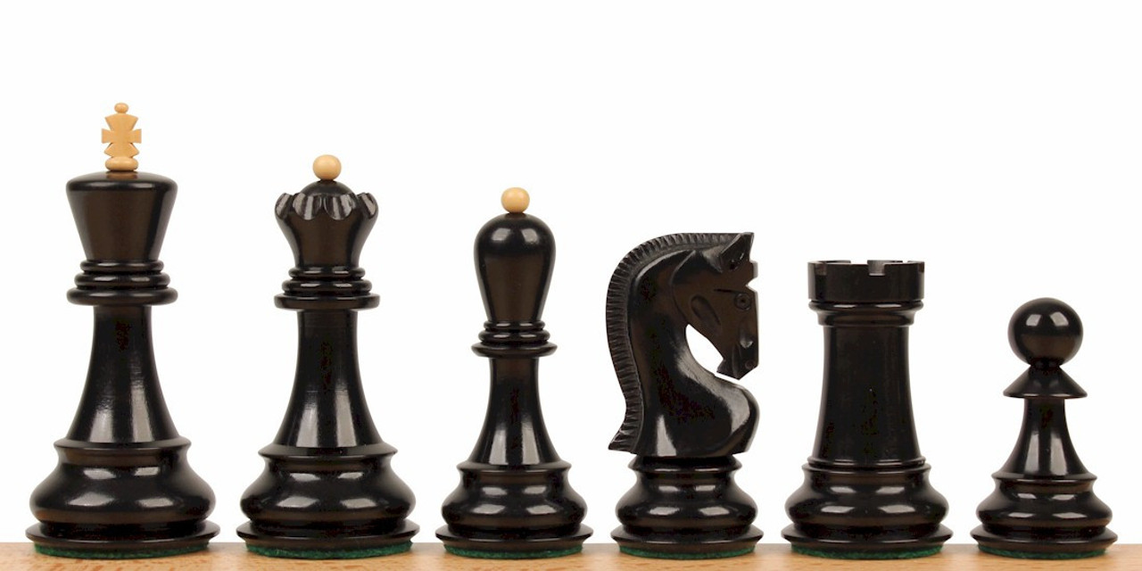 Zagreb Series Chess Set Ebony & Boxwood Pieces with Mahogany & Maple Molded  Edge Board - 3.875