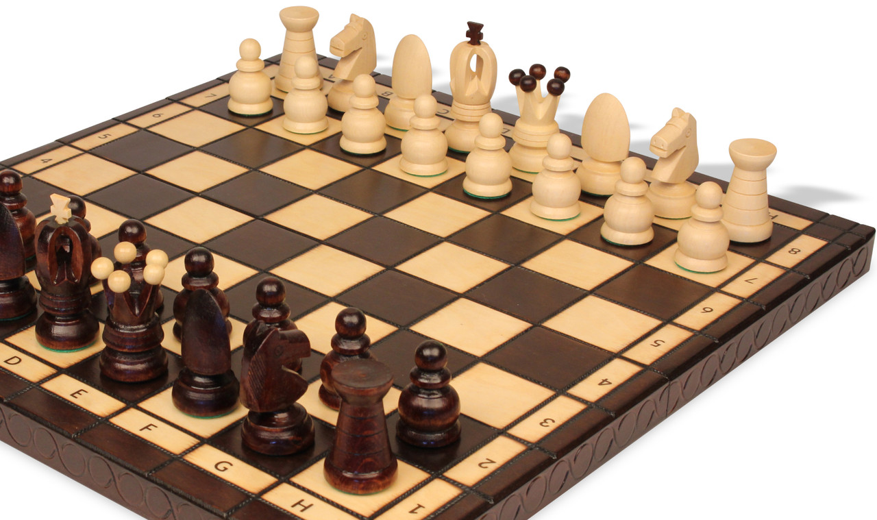 Tournament Chess Set - Extra Large & Heavy 4 inch Luxury Chess Pieces with Brown/White Roll-Up Chess Board