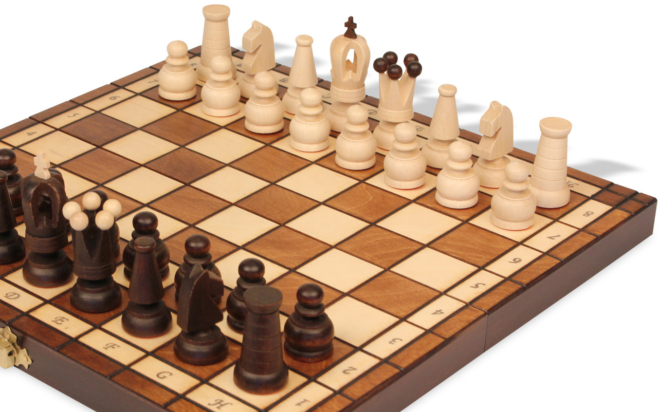 Royal Maxi Traditional Folding Chess Set Brown The Chess Store