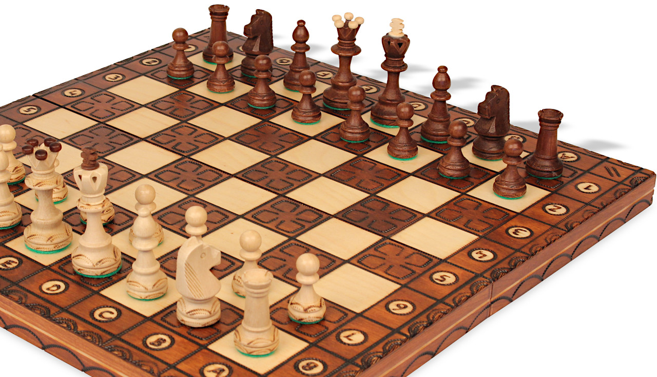 Junior Traditional Folding Chess Set Brown The Chess Store