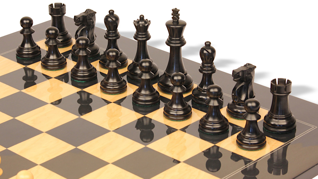 Reykjavik Series Chess Set Ebony & Boxwood Pieces with Black & Ash