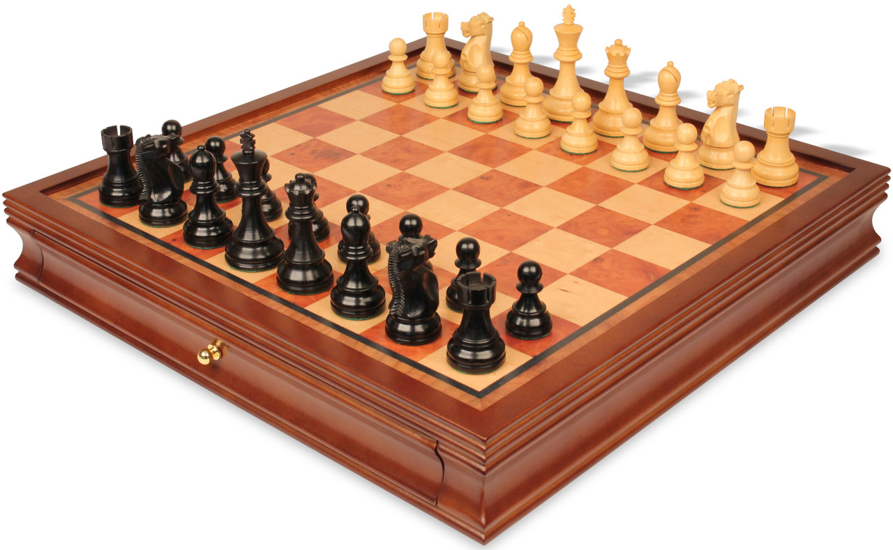 Fischer-Spassky Commemorative Chess Set with Ebony & Boxwood Pieces - 3.75  King - The Chess Store