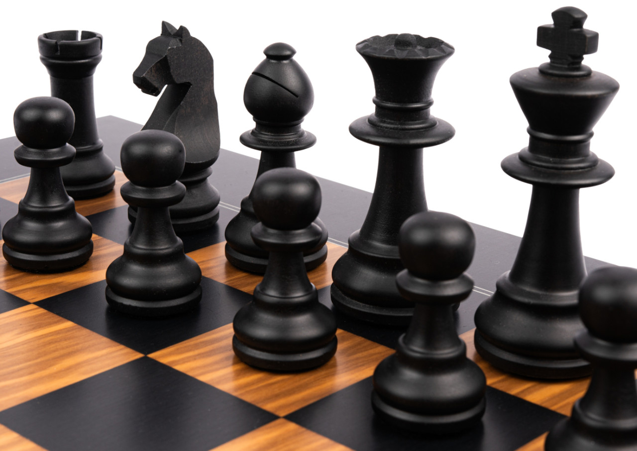 Deluxe Black & Olive Wood Chess Set by Rechapados Ferrer - 3.75