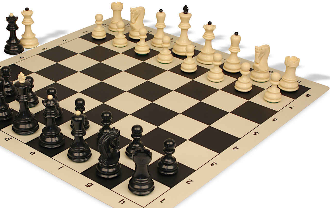 Zagreb Series Carry-All Plastic Chess Set - Black & Ivory Pieces