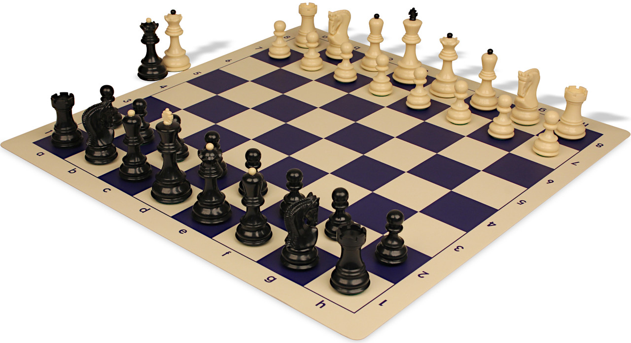 Zagreb Series Carry-All Plastic Chess Set - Black & Ivory Pieces
