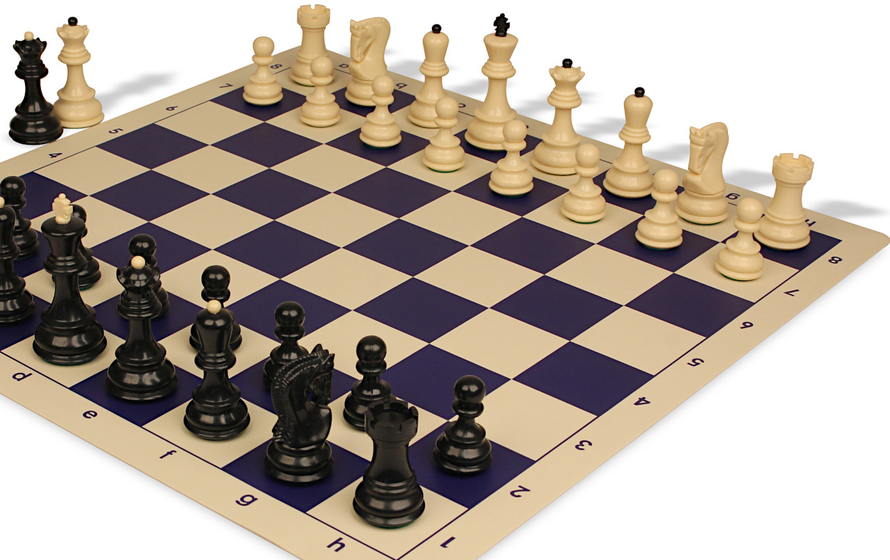 Zagreb Series Carry-All Plastic Chess Set - Black & Ivory Pieces