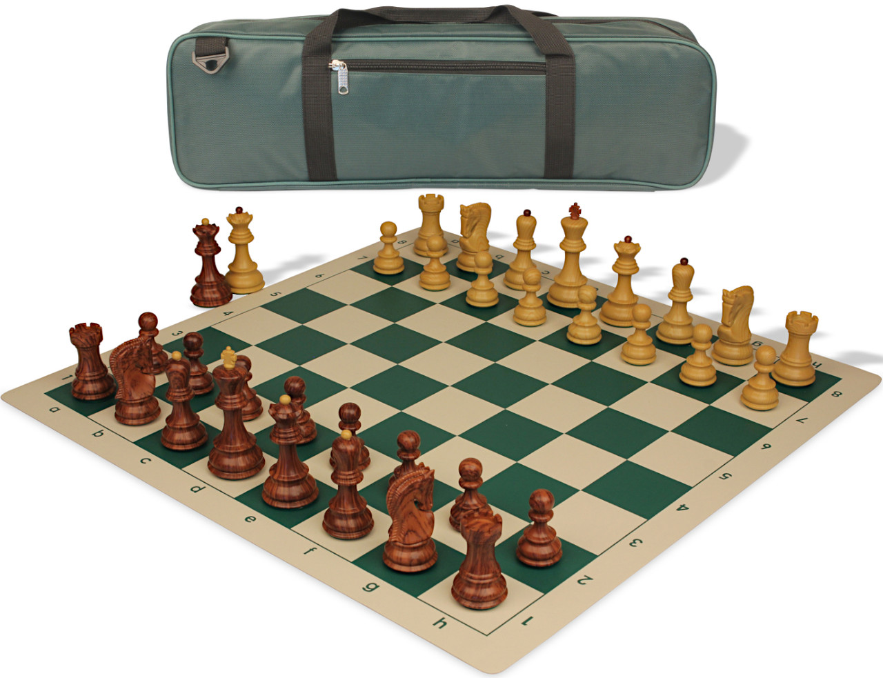 Zagreb Series Carry-All Plastic Chess Set - Wood Grain Pieces with