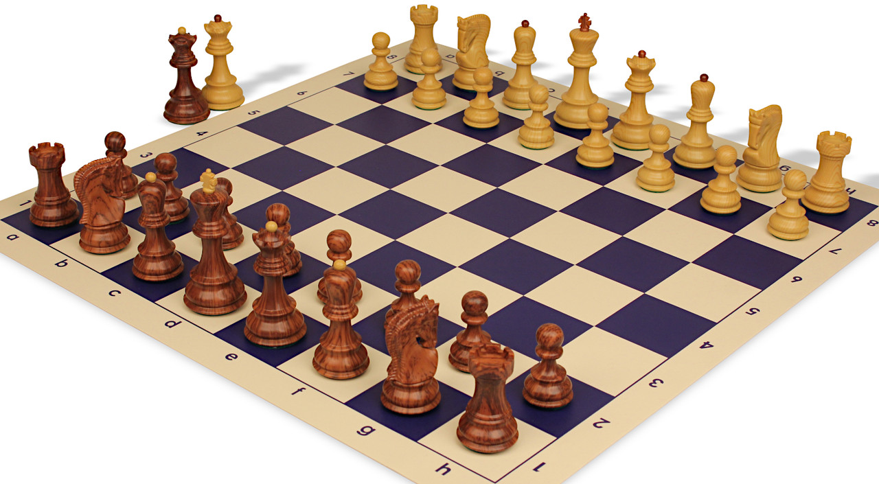 Zagreb Series Plastic Chess Set - Wood Grain Pieces with Vinyl