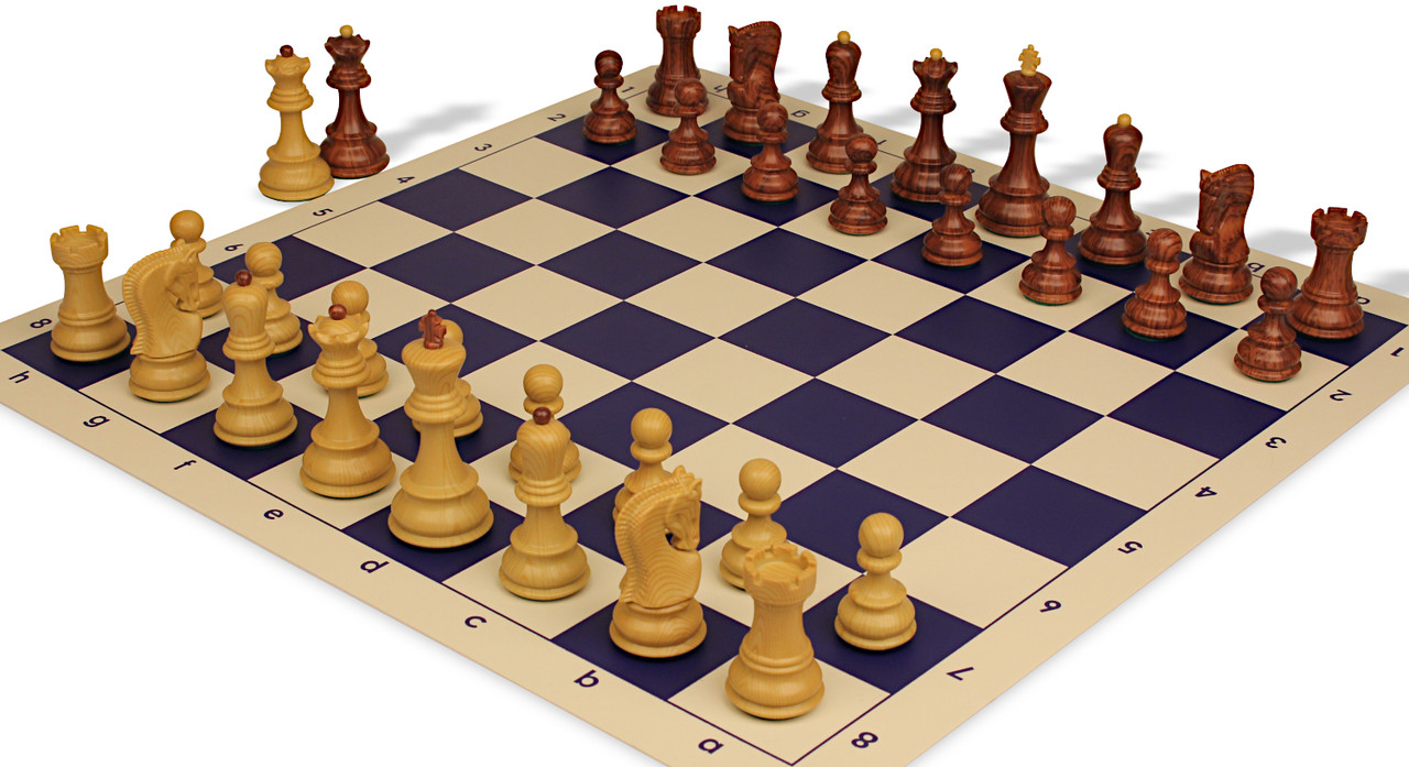 Zagreb Series Plastic Chess Set - Wood Grain Pieces with Vinyl