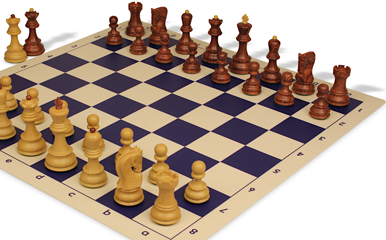 Zagreb Series Plastic Chess Set - Wood Grain Pieces with Vinyl