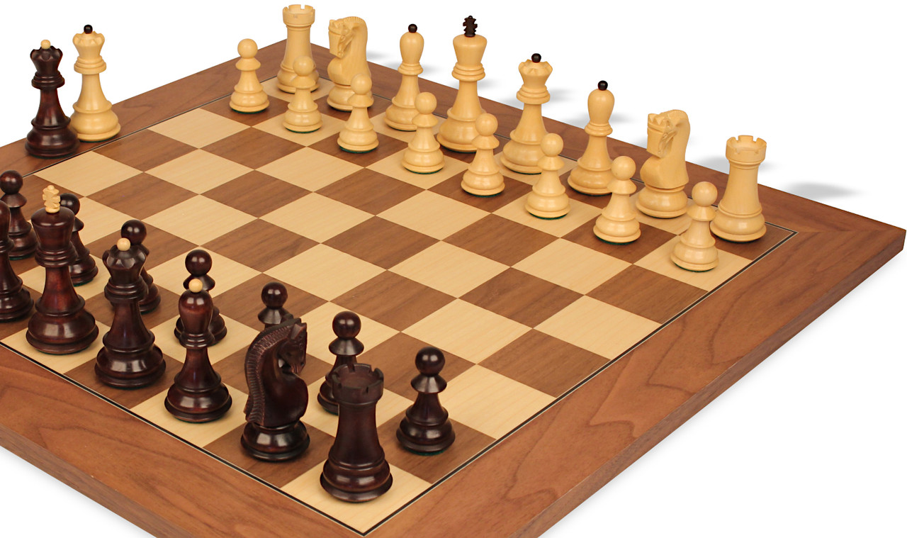 Zagreb Series Chess Set Walnut Stained & Boxwood Pieces with