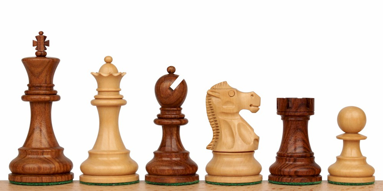 Old English Classic Chess Set with Gold Rosewood & Boxwood Pieces