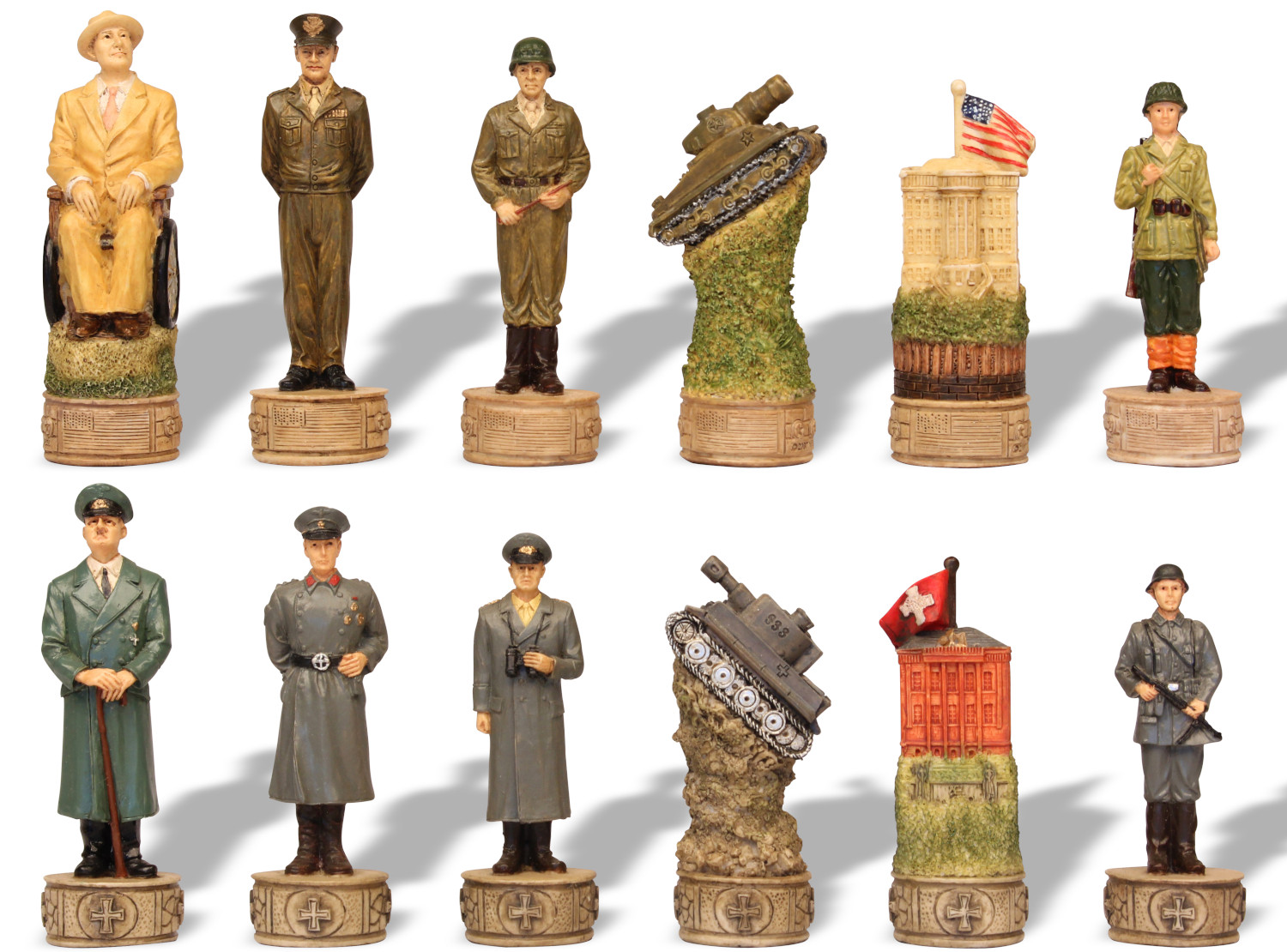 World War II Hand Painted Theme Chess Set 4.7" King The Chess Store