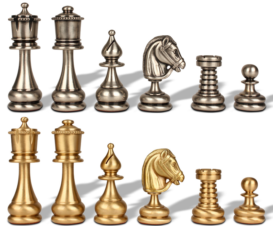 Modern Design Solid Brass Chess Set by Italfama - The Chess Store