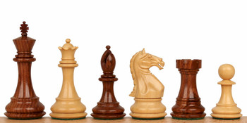 Fierce Knight Staunton Chess Set with Golden Rosewood & Boxwood Pieces - 4" King