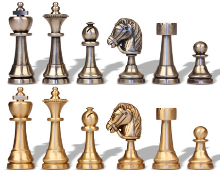 Persian chess set – plated brass and wood