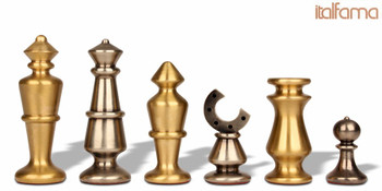 Contemporary Solid Brass Chess Set by Italfama