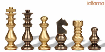 French-Style Staunton Solid Brass Chess Set by Italfama