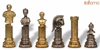 Roman Emperor Bust Theme Metal Chess Set By Italfama