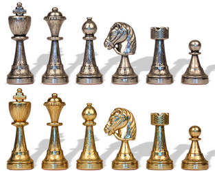 Italian Arabesque Staunton Metal Chess Set by Italfama