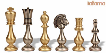 Large Contemporary Staunton Solid Brass Chess Set By Italfama