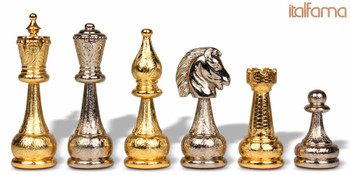 Large Arabesque Classic Staunton Gold & Sliver Chess Set By Italfama