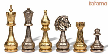 Large Arabesque Classic Staunton Metal Chess Set By Italfama