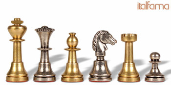 Small Staunton Solid Brass Chess Set By Italfama