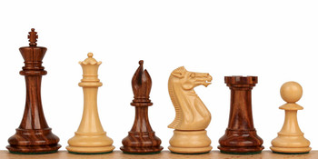 New Exclusive Staunton Chess Set with Golden Rosewood & Boxwood Pieces - 4" King
