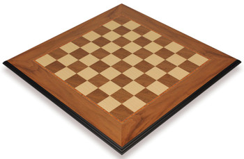 Walnut and Maple Molded Edge Chess Board with 2.375 inch Squares - Natural Wood Chess Boards Chess Boards