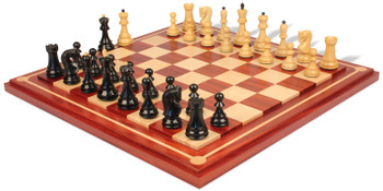 Yugoslavia Staunton Chess Set Ebony Boxwood Pieces with Mission Craft Padauk Chess Board 3875 King