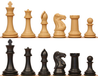 Professional Series Plastic Chess Set Black & Camel Pieces - 4.125" King