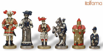 Landsknecht Theme Chess Set Brass & Nickel Hand Painted Pieces