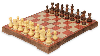 Rosewood Color Folding Magnetic Travel Chess Set - 14"
