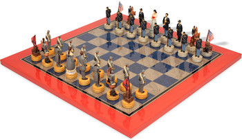 Civil War II Theme Chess Set with Civil War Deluxe Chess Board - Themed Chess Sets Chess Sets