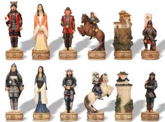 Japanese Samurai Hand Painted Theme Chess Set