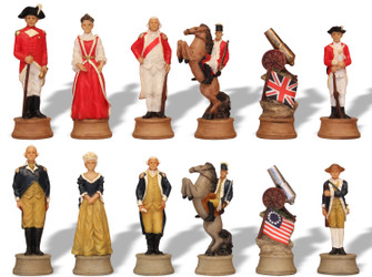 American Revolutionary War Hand Painted Theme Chess Set