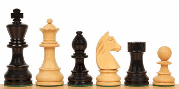 German Knight Staunton Chess Set In High Gloss Black & Natural - 3.25" King